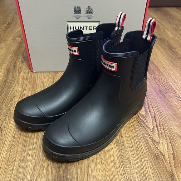 HUNTER black rain ankle boots booties shoes women’s 7 new - Picture 2 of 7